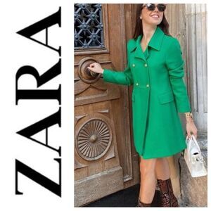 ZARA APPLE GREEN TAILORED BUTTON DOWN COAT SIZE SMALL